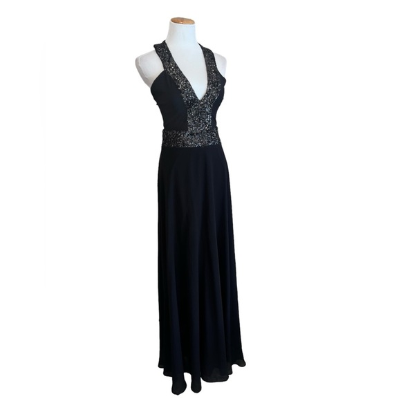 Dress the Population Black Floor Length Sequin Evening Gown Size L - Picture 3 of 8